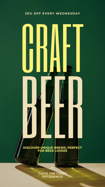 Discount on Craft Beer in Bottles Every Weekday Instagram Story – шаблон для дизайну