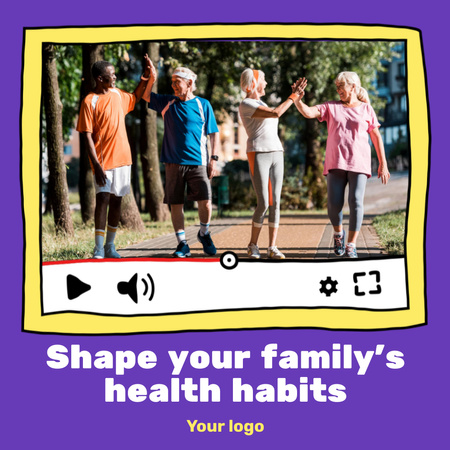 Plantilla de diseño de los hábitos de salud de la familia Animated Post 