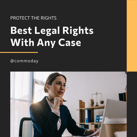 Rights Protection Offer with Woman Lawyer Instagram Design Template