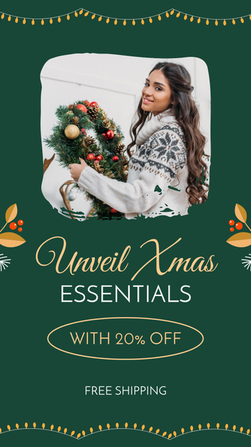 Offer of Festive Christmas Essentials with Discount Instagram Video Story Design Template
