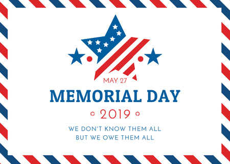USA Memorial Day with American Stripes Postcard Design Template