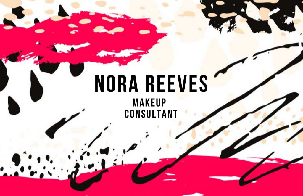Designvorlage Makeup Consultant Offer with Colorful Paint Smudges für Business Card 85x55mm