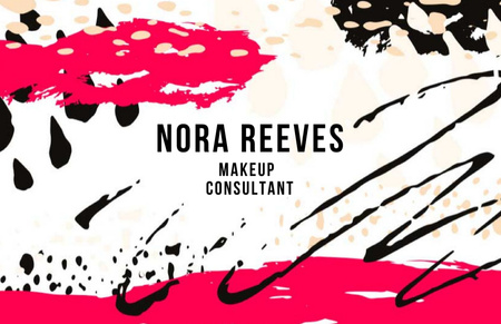 Makeup Consultant Offer with Colorful Paint Smudges Business Card 85x55mm Design Template