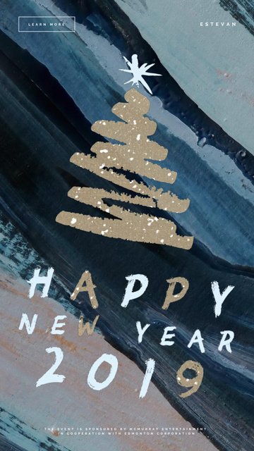 New Year shining Glitter Tree Instagram Video Story Design Template