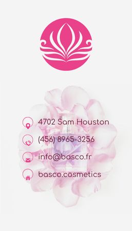 Cosmetics Ad with Pink Flower Petals Business Card US Vertical tervezősablon