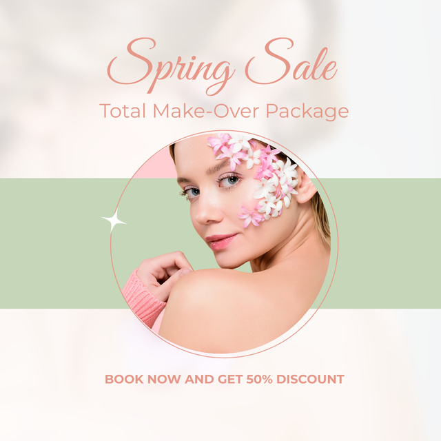 Total Spring Sale Makeup Cosmetics Instagram AD Design Template