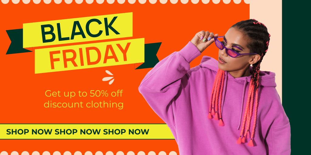 Black Friday Discount on Comfortable Clothing Twitterデザインテンプレート
