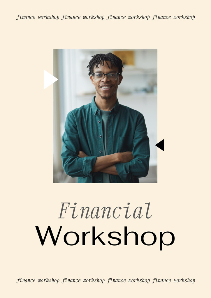 Financial Workshop promotion with Confident Man Poster Πρότυπο σχεδίασης