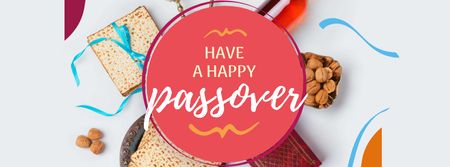 Passover Greeting with Traditional Food Facebook cover Modelo de Design