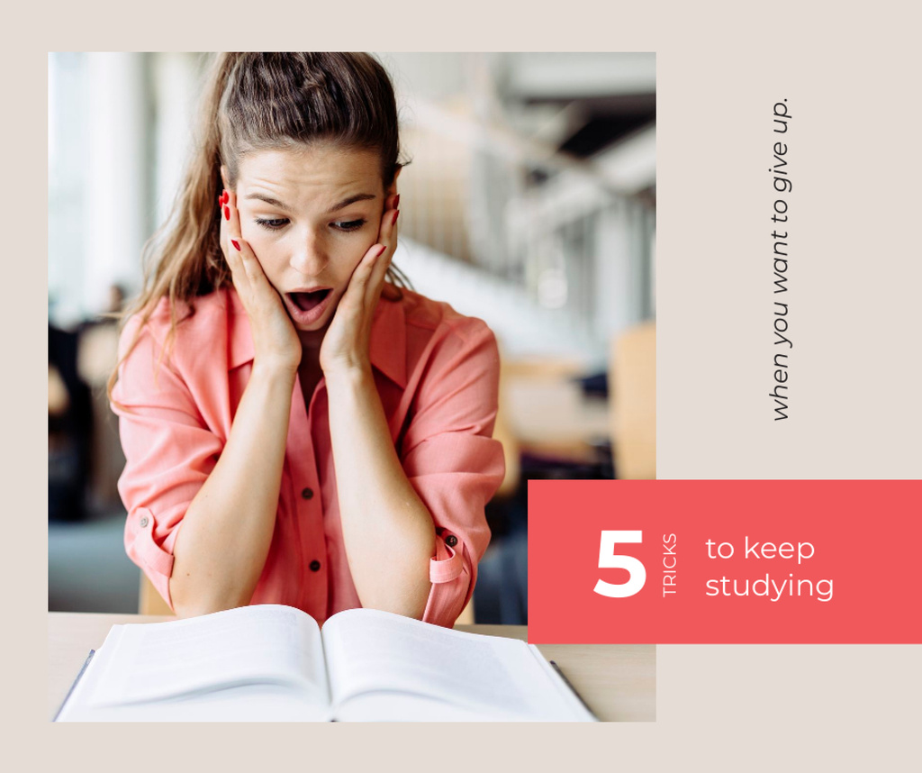 Girl learning Studying tips Facebook Design Template