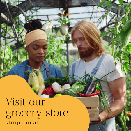Grocery Local Store With Greenhouse Ad Animated Post Design Template