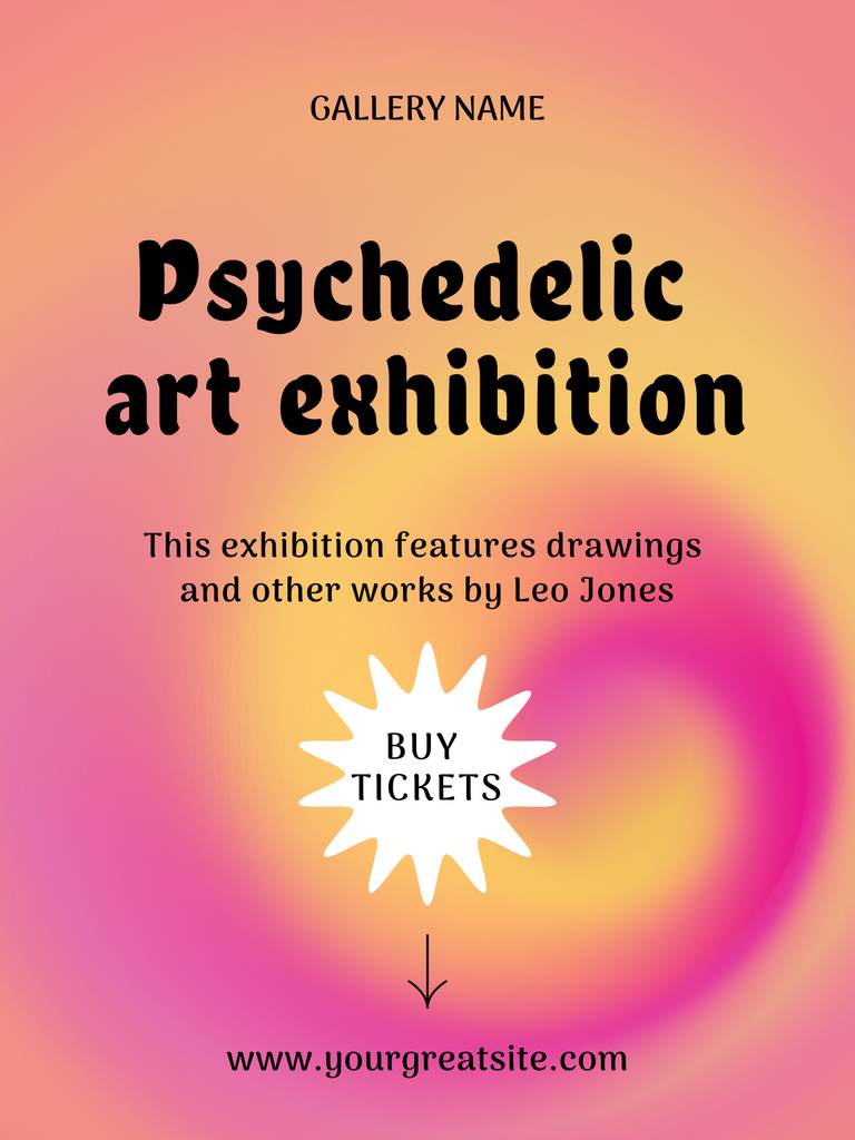 Tickets to Psychedelic Art Exhibition Poster 36x48inデザインテンプレート