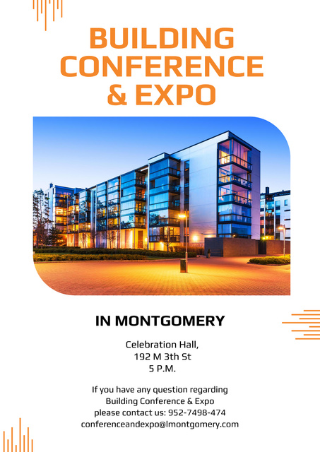 Platilla de diseño Building Conference Announcement with Modern Skyscrapers Poster