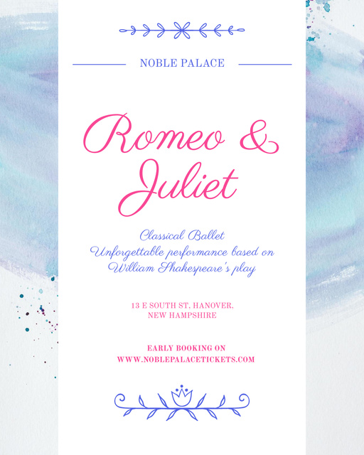Classical Ballet Performance Announcement With Description Poster 16x20in Design Template