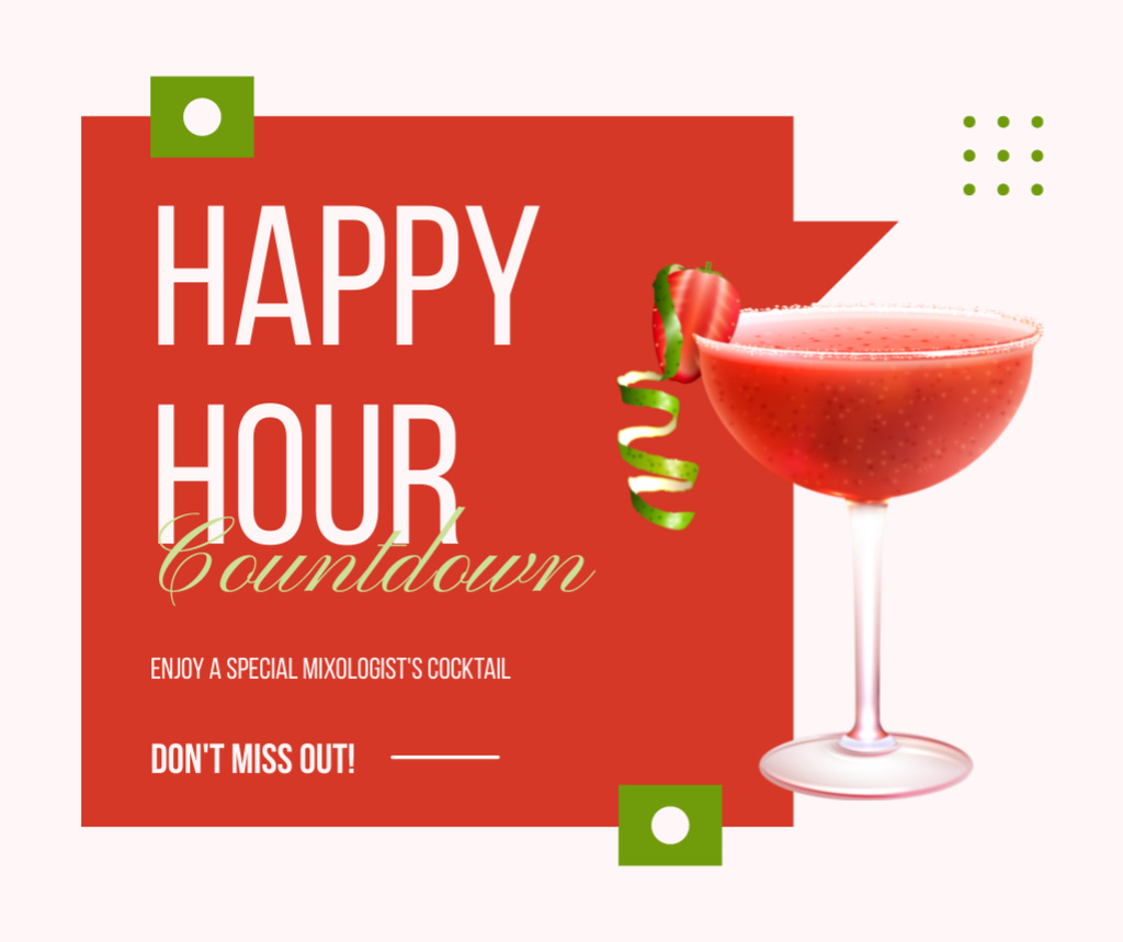 Light Strawberry Cocktail in Refined Glass Facebook Design Template