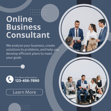 Services of Online Business Consulting with Team LinkedIn post Design Template