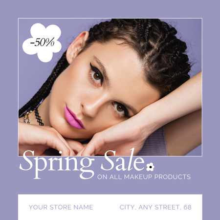 Spring Sale Offer with Beautiful Brunette Instagram AD Design Template