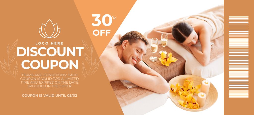 Template di design Couple Body Massage Promotion Coupon 3.75x8.25in