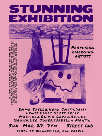 Művészeti kiállítás bejelentése retro stílusban Poster US tervezősablon