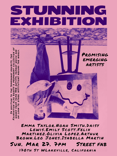 Art Exhibition Announcement in Retro Style Poster US Tasarım Şablonu