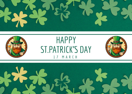 Hauska St. Patrick's Day -tervehdys Shamrockin kanssa Card Design Template