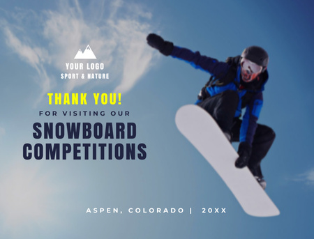 Anúncio de competições de snowboard de inverno Postcard 4.2x5.5in Modelo de Design