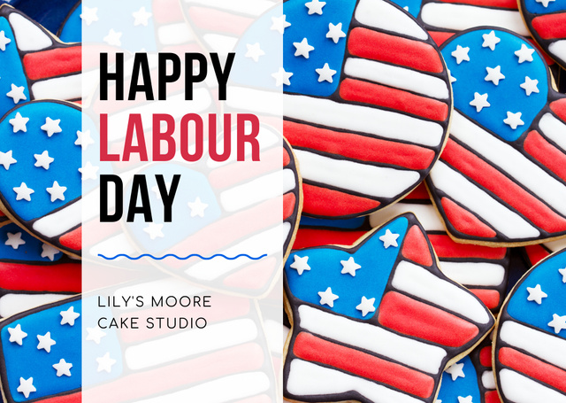 Labor Day Celebration Announcement With Colorful Cookies Postcard Design Template