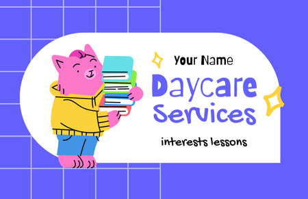 Daycare Service with Interesting Lessons Business Card 85x55mm Design Template