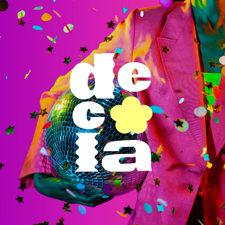 Girl holding festive Discoball Logo Design Template