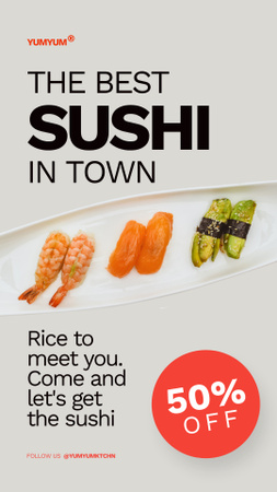Promoção de restaurante de comida japonesa Instagram Story Modelo de Design