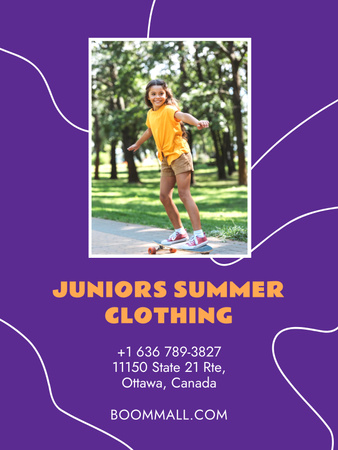 Kids Summer Clothing Sale Poster US Design Template