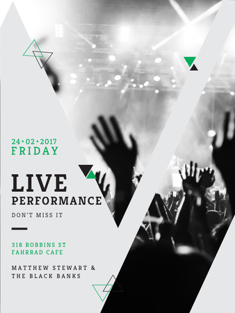 Live Performance announcement Crowd at Concert Poster US Design Template