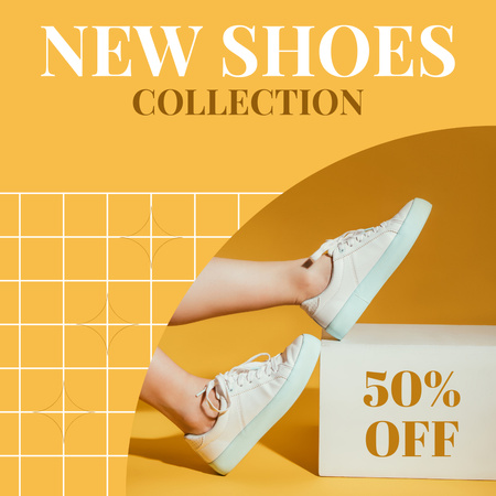 New Shoes Collection With White Trainers At Half Price Instagram Design Template