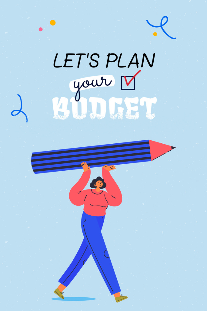 Girl planning Financial Budget Pinterest Design Template