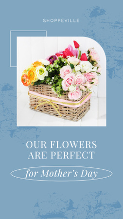 Ontwerpsjabloon van Instagram Story van Mother's Day Holiday Greeting with Basket of Flowers