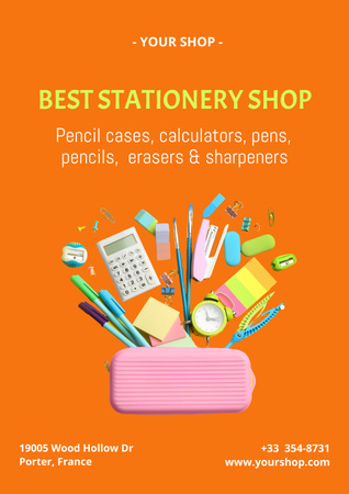 Best Stationery Shop Ad Poster Design Template