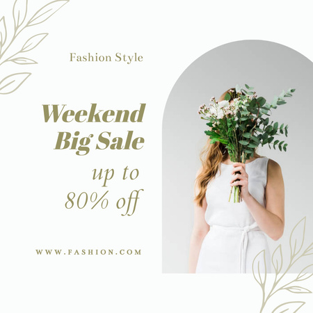 Fashion Ad with Stylish Woman and Flowers Instagram Design Template