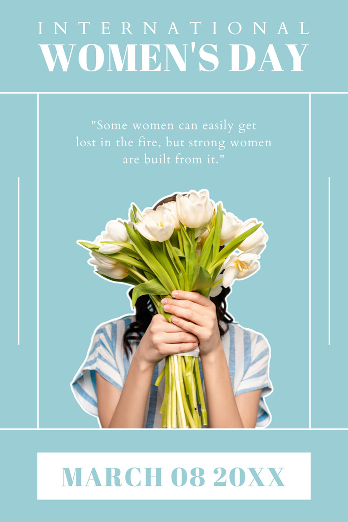 Flowers on International Women's Day Pinterest Design Template