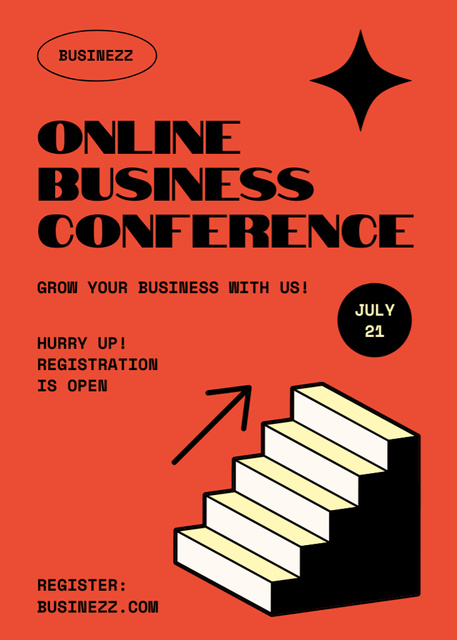 Online Business Conference Announcement Flayer Πρότυπο σχεδίασης