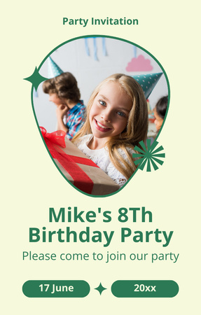Birthday Party Announcement Layout for Boy or Girl Invitation 4.6x7.2in Πρότυπο σχεδίασης