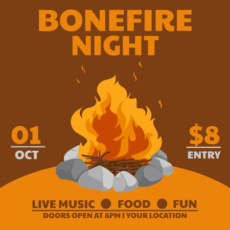 Bonfire Party Announcement Instagram Design Template