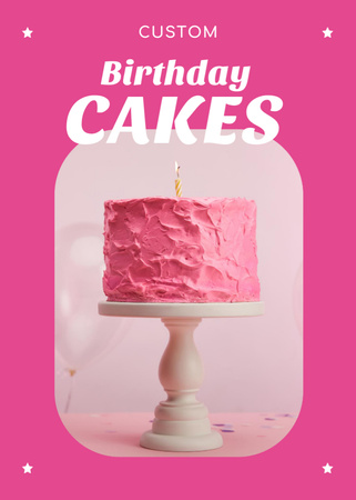 Birthday Offer with Pink Sweet Cake Flayer Design Template