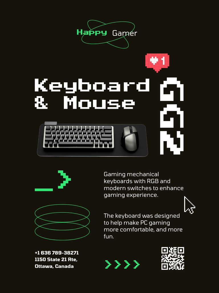 Keyboards and Mouses Sale Ad on Black Poster US – шаблон для дизайна