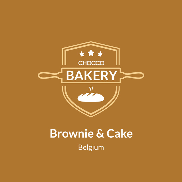 Ontwerpsjabloon van Logo van Bakery Ad with Bread and Rolling Pin