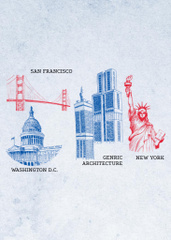 Promo of Tour to USA with Sketch of Sights