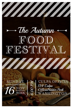 Autumn food Festival ad on Yellow Leaves Invitation 6x9in Design Template
