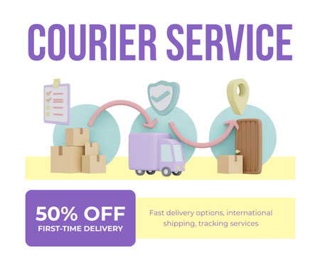 Courier Services Scheme Facebook Design Template