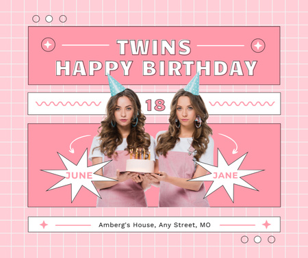 Boldog születésnapot a Twin Girls-nek Facebook tervezősablon