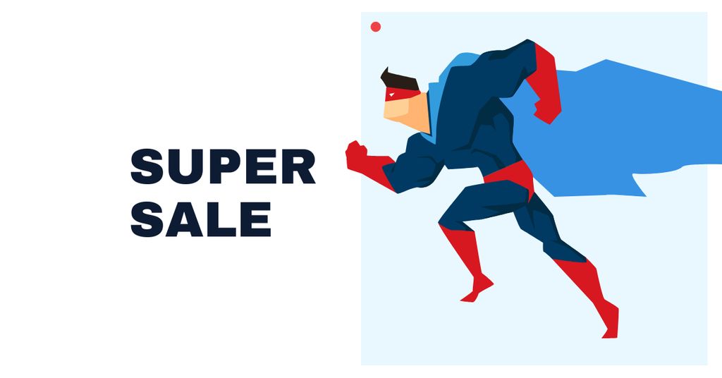 Ontwerpsjabloon van Facebook AD van Sale Announcement with Superhero