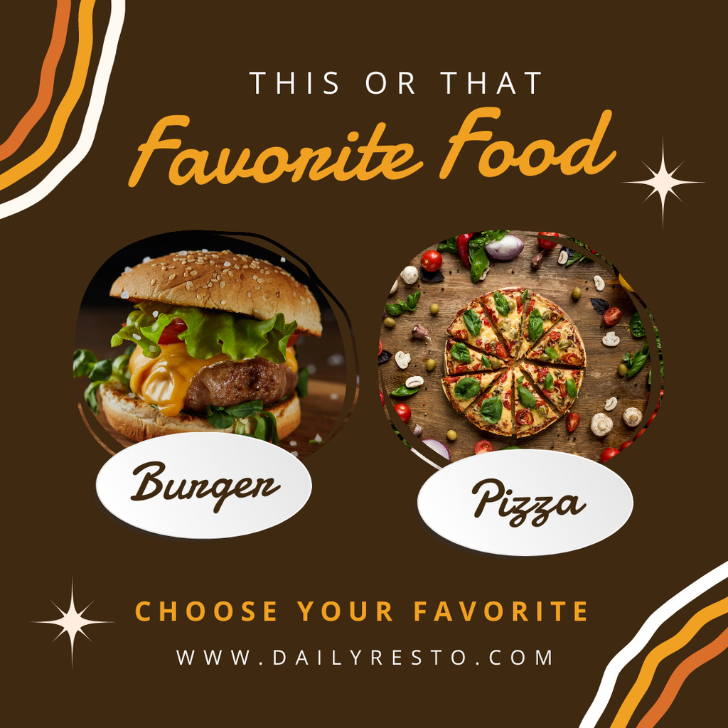 Food Offer with Burger and Pizza Instagram tervezősablon